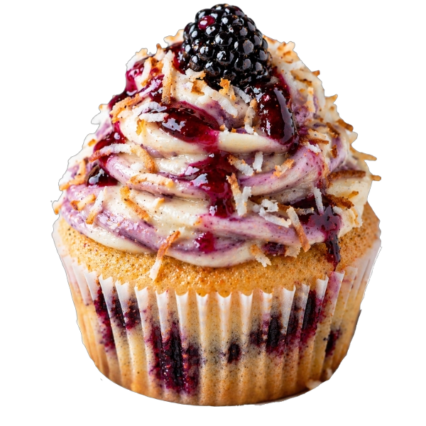 Blackberry Coconut Blackberry Coconut cupcake from Bakers Boutique