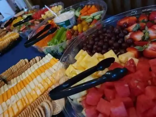 Fruit, vegetables, cheese and crackers from a past catering order